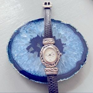 Brighton Ladies Silver Watch with Reversible Leather Band